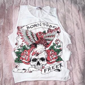 Edgy White Graphic Crop Top